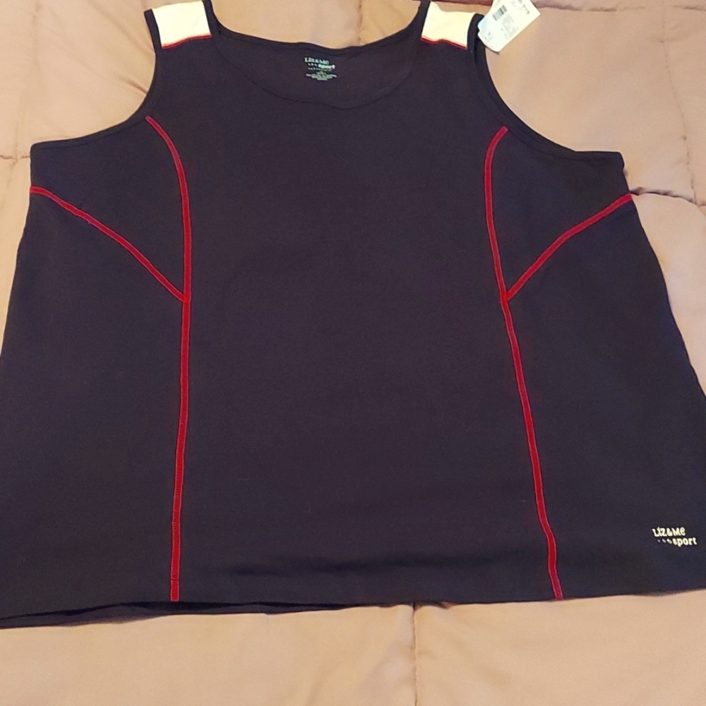 Liz & Me Sport Essentials Tank Top 1X 18/20W NWT Navy Red White